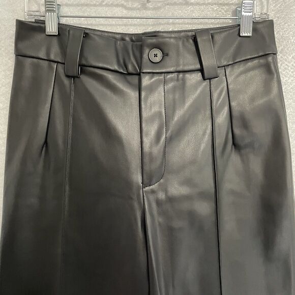 Rachel Zoe Faux Leather Pants Size Medium Black High Rise Straight Trouser NEW - Picture 3 of 10